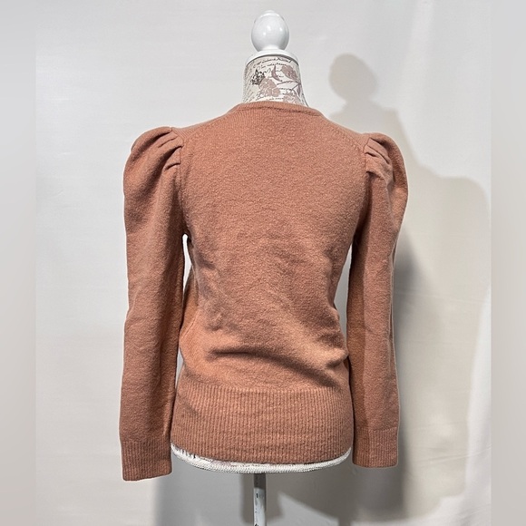 LARK & RO Soft Tan puff sleeve sweater size M - Picture 6 of 13